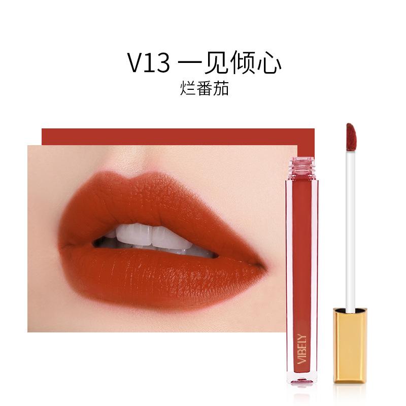 VIBELY Lucidalabbra Opaco Vellutato Trasparente Piccolo Blocchetto Oro È Bianco e a Lunga Durata Senza Macchiare con Lampo di Lucidalabbra Rosso
