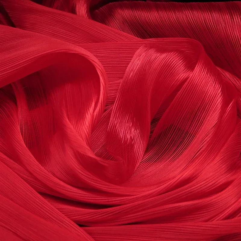 100x145cm Jasná Plisovaná Organza Látka Šít Svatební Šaty A Módní Plisované Síťoviny, DIY Tvar Pevné Designové Látky