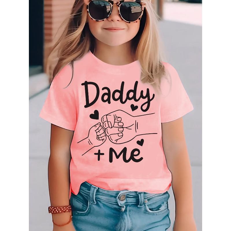 

Європейські розміри [Літня Модна Футболка] Літня Модна Футболка з Коротким Рукавом для Дівчат | Принт «Велика Рука Зустрічає Маленьку Руку» Тато + Я | Повсякденний Топ 164cm рожевий