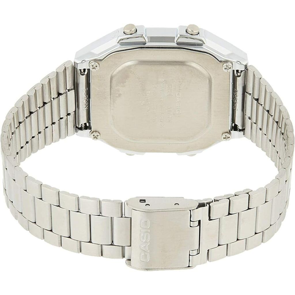 Casio Vintage Digital Watch A178WA-1A Unisex Stainless Steel Band Classic Square 10-Year Battery LED Light Multi-Alarm Timepiece (A-178WA-1A)