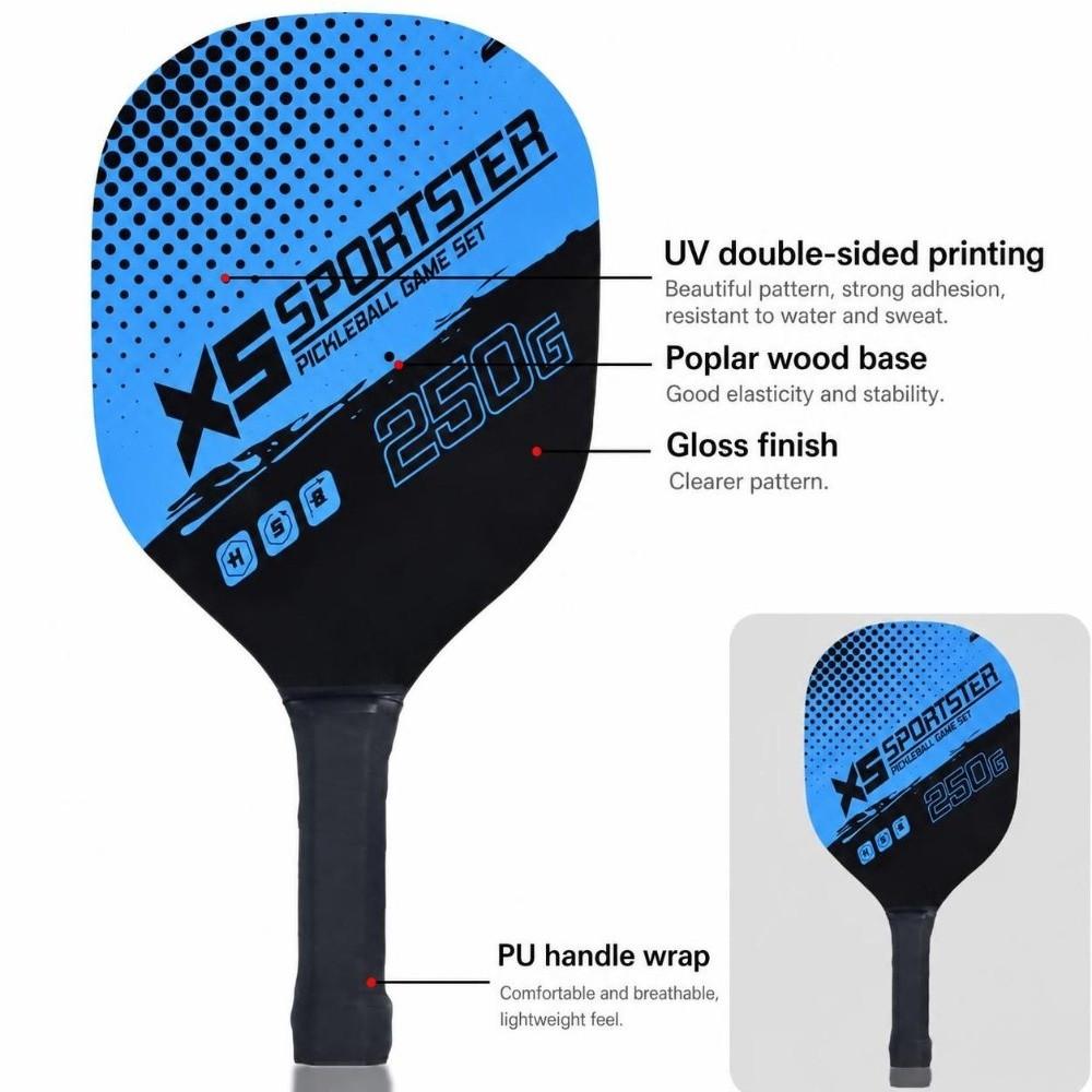 Wooden Pickleball Paddles Set Beginner Pickle Ball Equipment Complete Set Paddle Racquets Set  Men