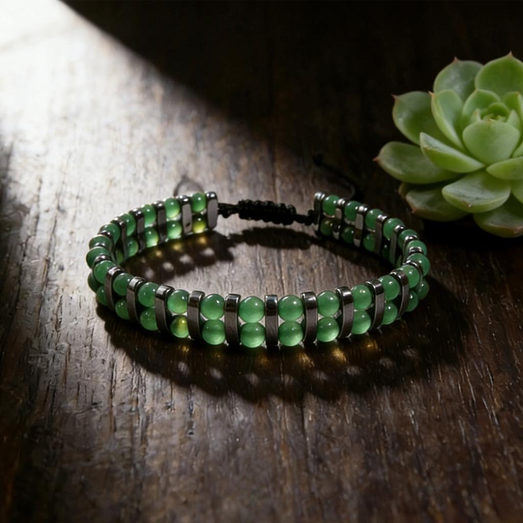 Natural Stone Bracelet, Tiger Eye Black Stone Bead Bracelet, Fashionable Double-layer Woven bracelet,Christmas Gift, Valentine's Day Gift