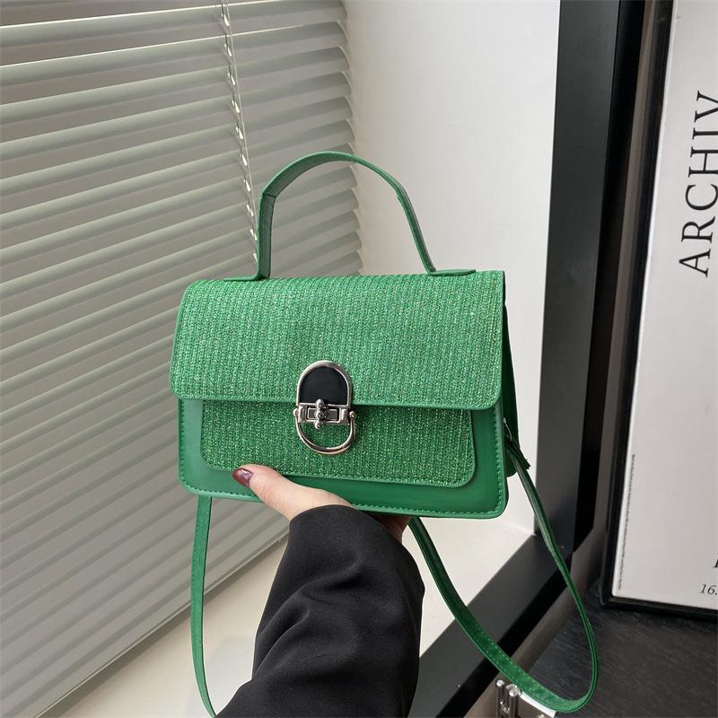 Contrasting Color Trend Fashion Small Square Bag Women's 2025 New High-end Texture Messenger Bag Niche Simple Casual Shoulder Bag