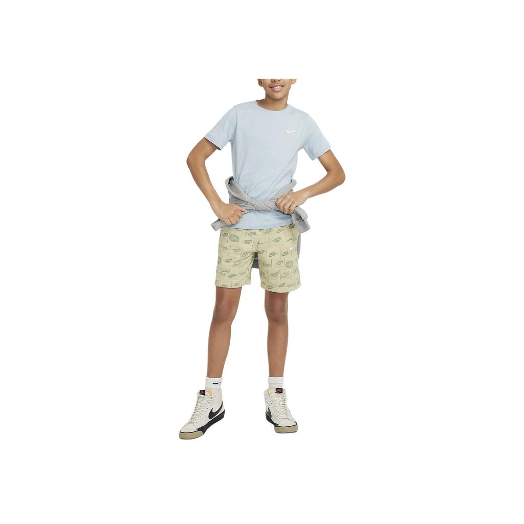 Nike Sportswear Solid Color Crew Neck Casual Pullover Short Sleeve T-Shirt Kids Tops Light-Blue AR5254-440