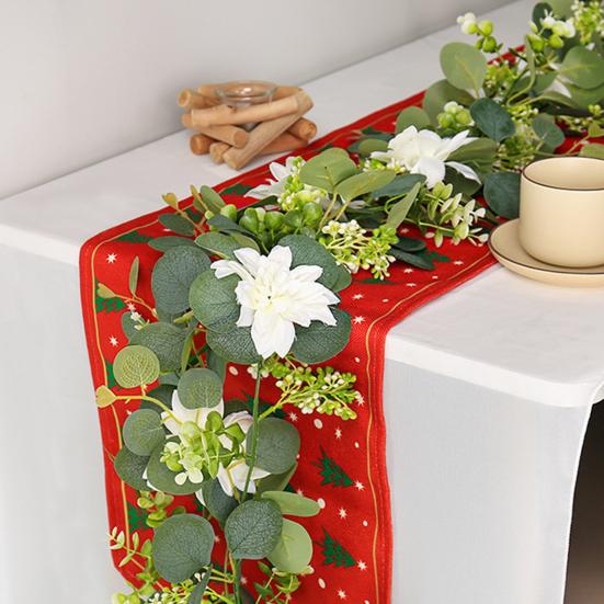 Artificial Eucalyptus Garland with Flowers Faux Floral Greenery Garland for Wedding Table Centerpiece Party Ceremony