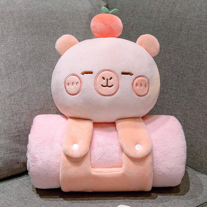 3D Cartoon Capybara Foldable Blanket Pillow for Office Nap and Air Conditioning