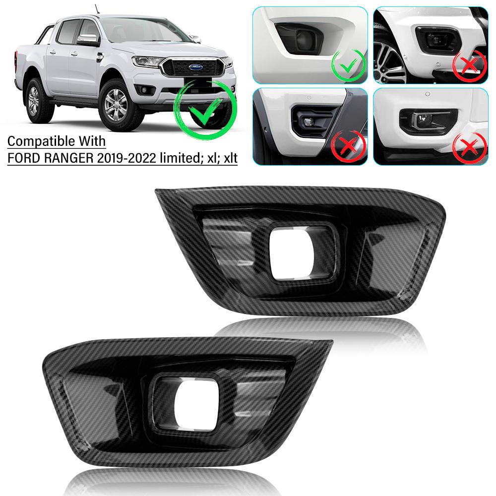 

2pcs Car Front Fog Light Lamp Covers for Ford Ranger T8 2019 2020 2025 limited Xlt Carbon Fiber Guard Decoration Car Accessories