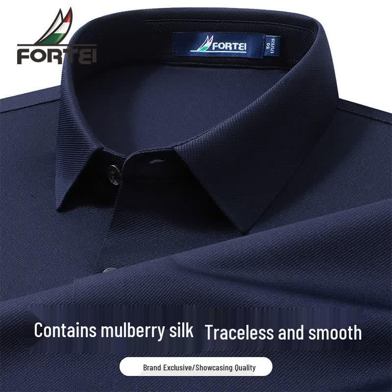 Futing Men s Silk Blend Breathable Short Sleeve Business Shirt M 48
