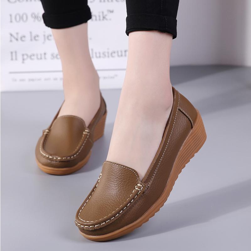 Soft-soled shoes Doudou shoes spring and autumn new mid-heel wedge heel platform hospital nurse shoes