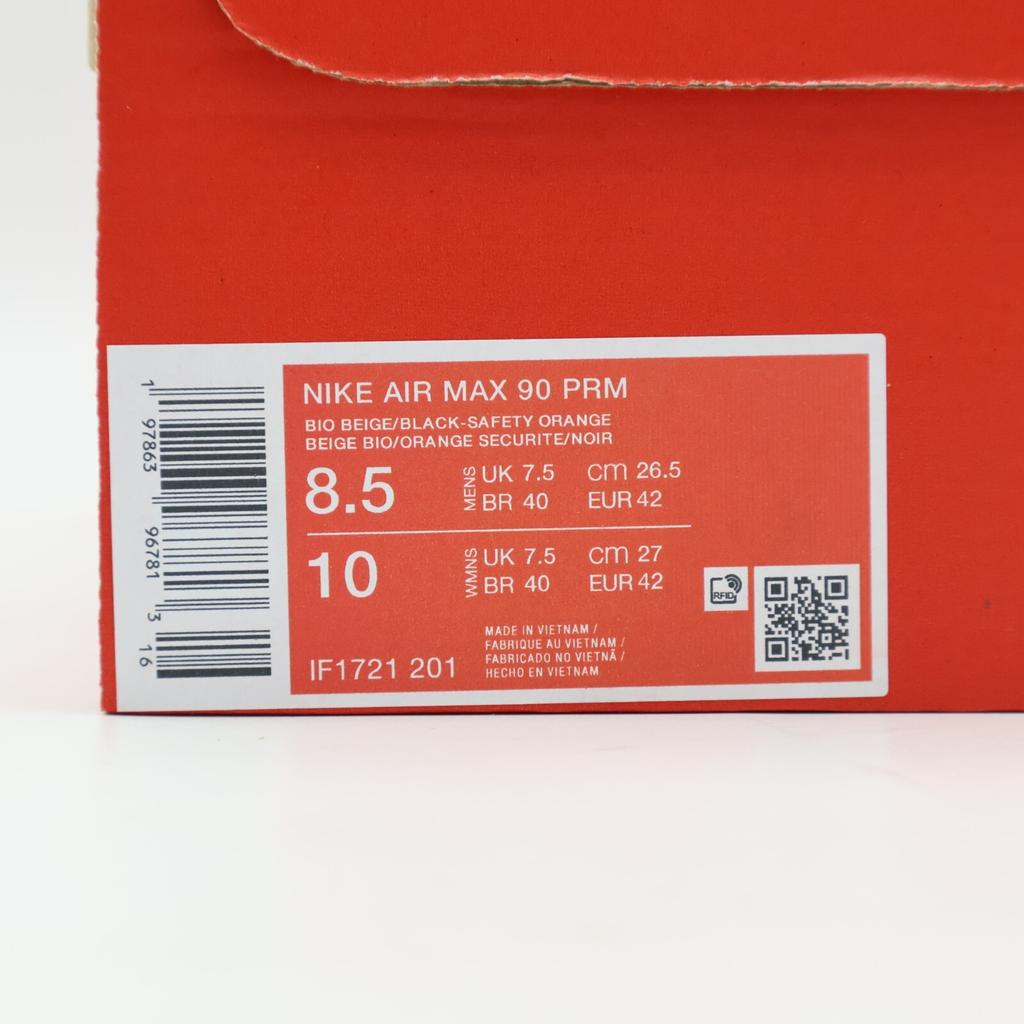 IF1721-201 Nike Air Max 90 PRM Bio Beige Safety Orange Phantom Black (Men's)