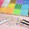 40Grids Round Resin Rhinestones Kit Color Glitter Gems DIY 3D Nail Art Decoration Accessories for Nail Design DIY Clothing