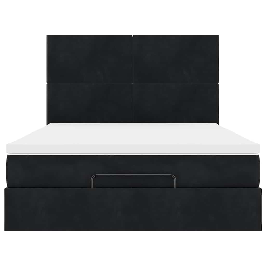 Ottoman Bed with Mattress Black 140x200 cm Velvet