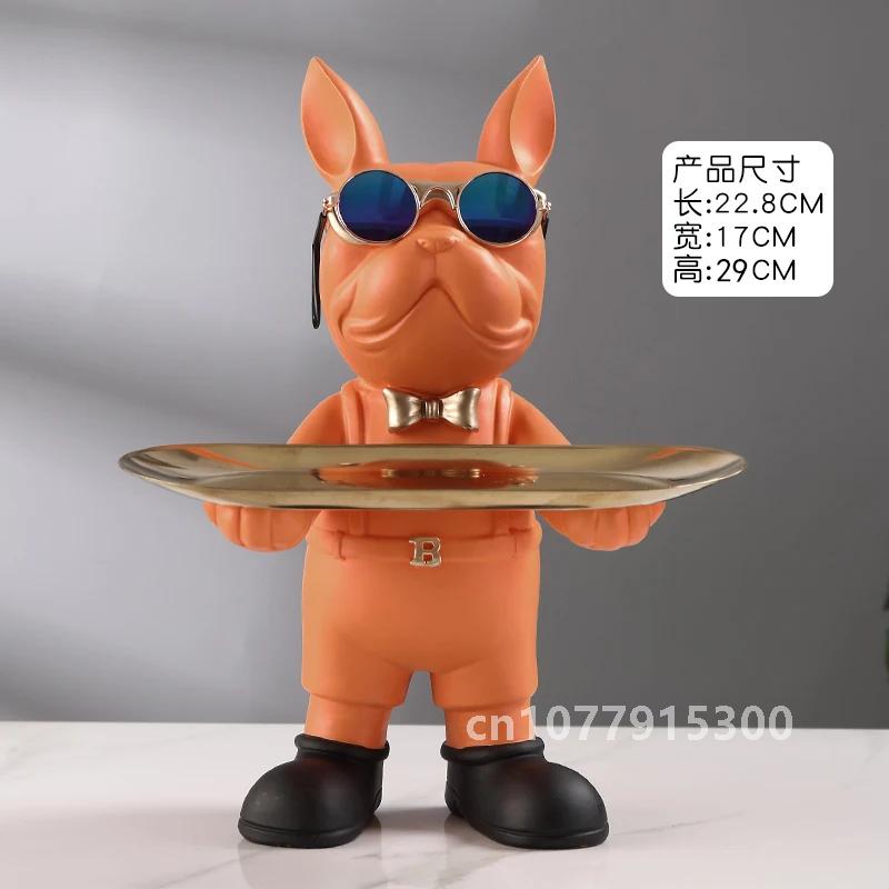 Bulldog Animal Figurines,Home Decoration Accessories,Table Ornaments,Storage Tray,Dog Model Statue,Sculpture Living Room Decor
