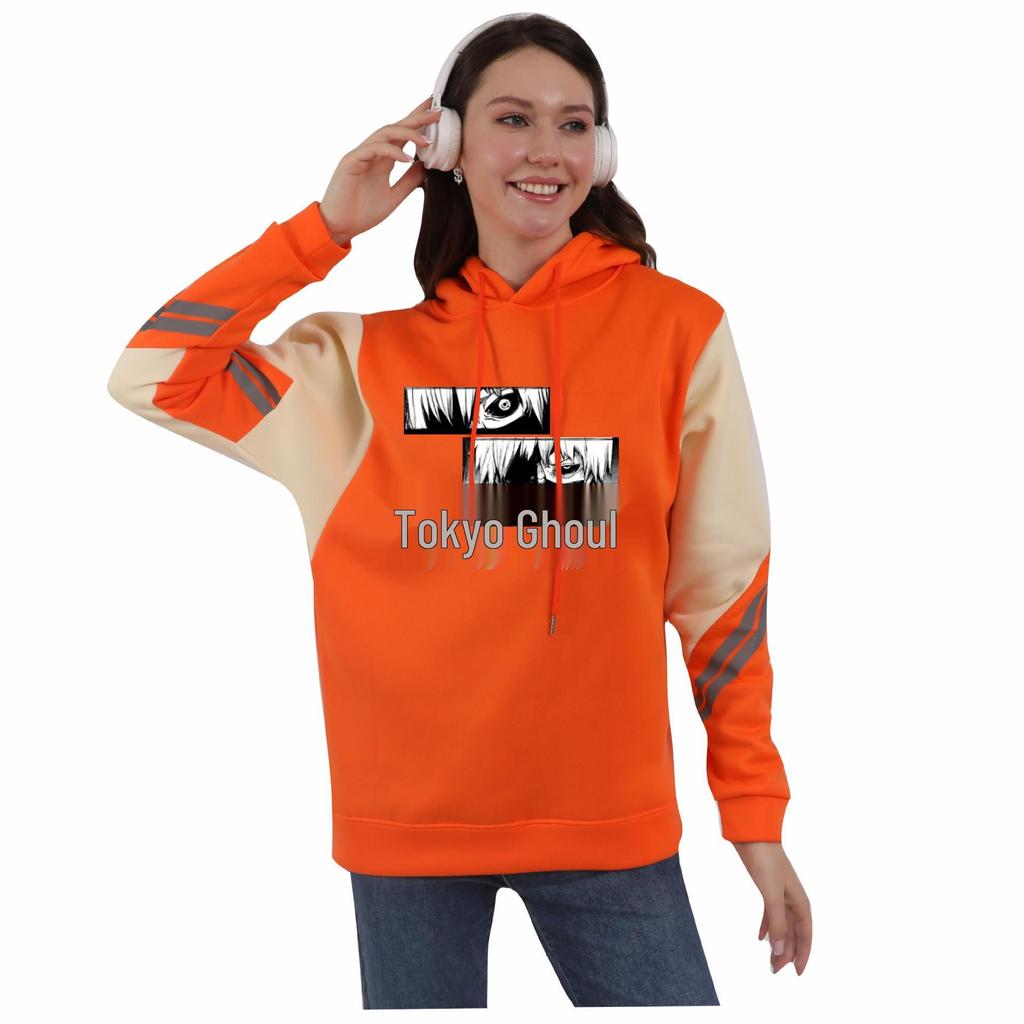 Anime Tokyo Ghoul Unisex Color Block Patchwork Fleece Hoodie (Autumn/Winter).