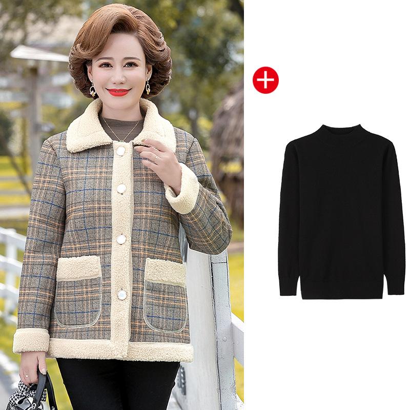 Mid-winter coat short jacket middle-aged and elderly women's clothing autumn and winter new tops