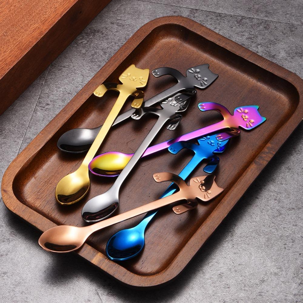 Drinking Flatware Stainless Steel Long Handle Dessert Spoon Coffee Spoon Teaspoon Stirring Spoons