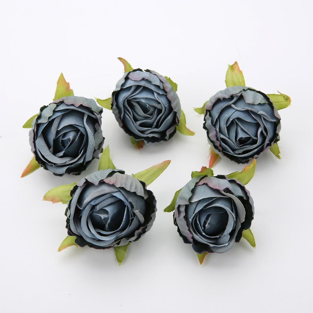 5/10Pcs 4cm Artificial Silk Tea Buds Roses Heads for Wedding DIY Wreath Scrapbook Fake Flowers Wall Decorations Home Room Decor