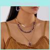 Geometric Alloy Crushed Stone Necklace Earrings Set For Women With Multilayer Design