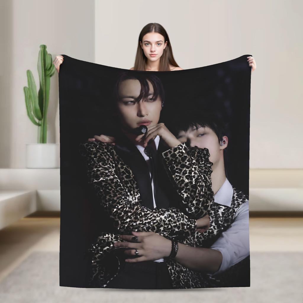 San Ateezs Kpop Blankets Fleece Textile Decor Portable Ultra-Soft Throw Blanket for Home Couch Bedspreads