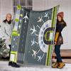 Airport Runway Map Print Blanket Soft Comfortable All Seasons Suitable Sofa Office Nap Travel Birthday Gift Christmas Present
