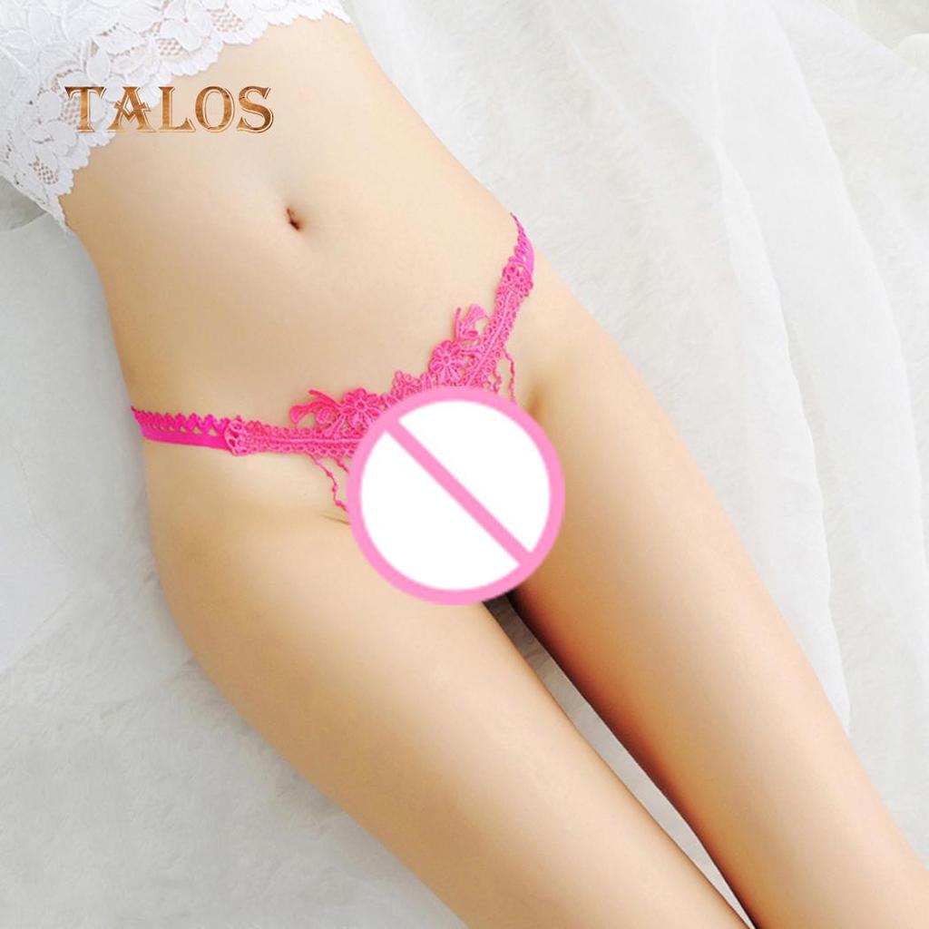 Sexy G-String Briefs Lady Imitation Pearl Flower Embroidered Tassel Underwear Female Clothing