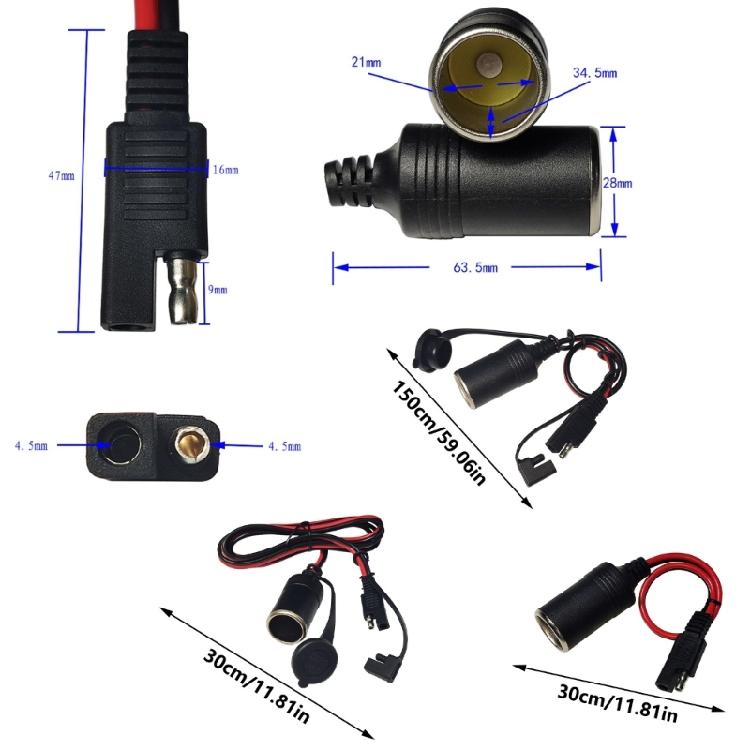 SAE to Cigarettes Lighter Socket Converters Cable SAE to Cigarettes Lighter Socket Cable for Outdoor Power Supply