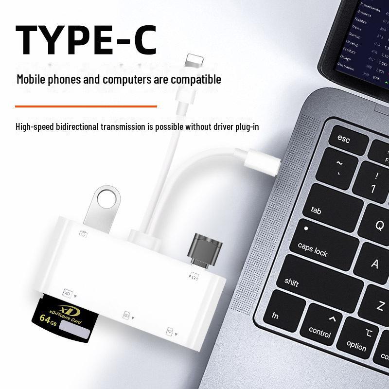 Apple Typ-C Multi-Kartenleser: XD, MS, CF, TF, SD, USB und Festplattenerweiterung für mobile und Computergeräte