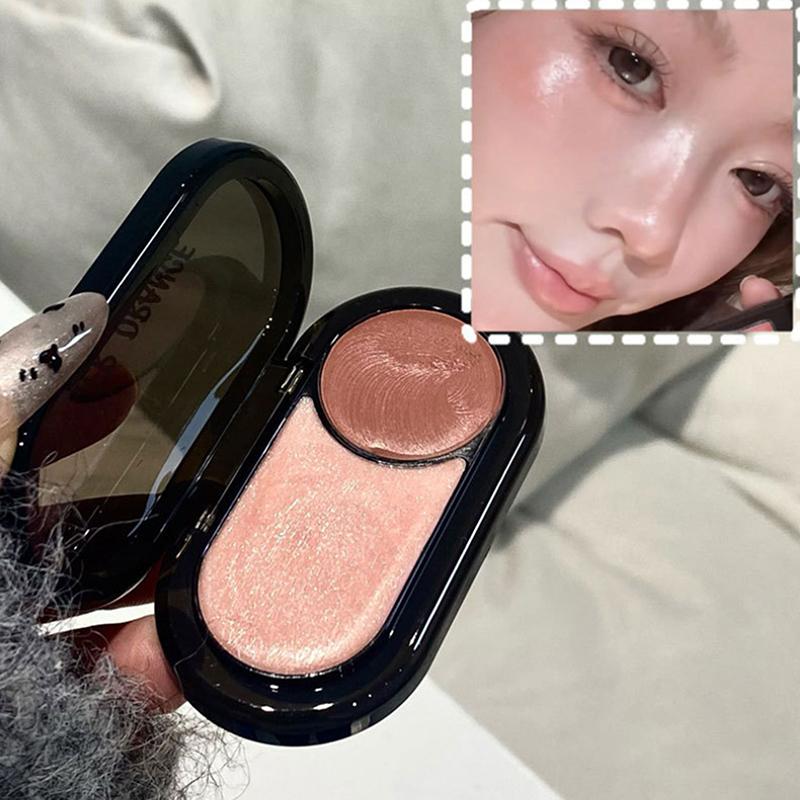 Herorange Multi-Use Two-Color Blusher Pearlescent Matte Highlight Contour Makeup Natural Blush Lipstick Eye Shadow Brightening
