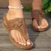 Thick-soled Flower Hollowed-out Toe Slippers Women's Slope Heel Wearing Flip-flops Beach Cool Slippers