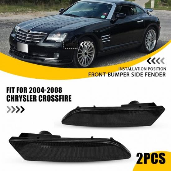 Pair Bumper Front Smoked for Housings Side Light Crossfire 2004-2008 Chrysler
