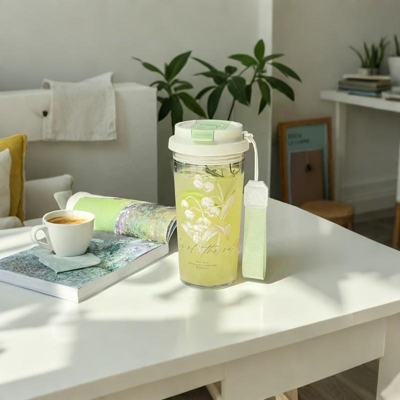 Summer Straw Cup Portable and Portable for Girls Drop Resistant Large Capacity Dual Drink Office Water Cup High-capacity