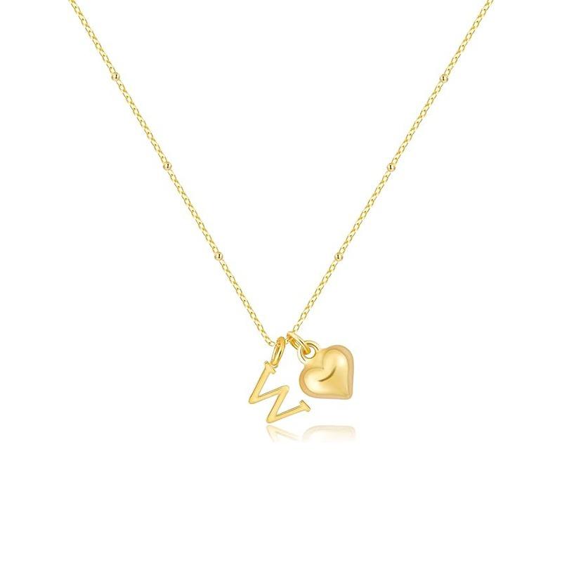 Fashion Luxurious Style 26 Letter Heart Necklace - Gold Plated - Simple and Versatile Women's Necklace