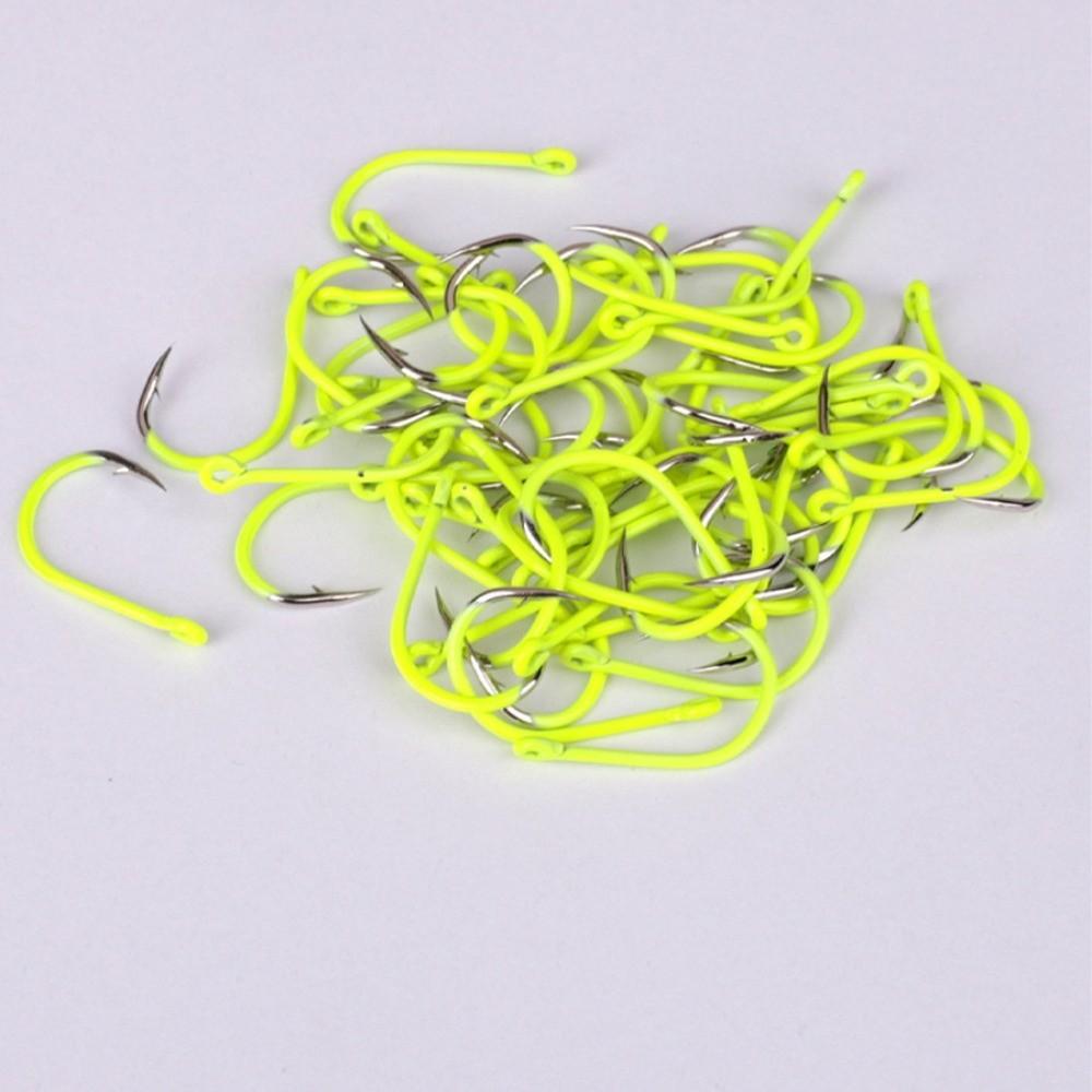100PCS Fluorescent Green Octopus Fishing Hooks Fishing Accessories Catfish Bass Tuna Walleye Trout
