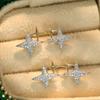 European and American Minimalist Sparkling Earrings Exquisite and Compact Star Shaped Zircon Daily Leisure Commuting Accessories