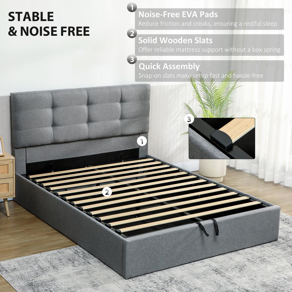 5ft King Ottoman Bed with Gas Lift Storage - Grey