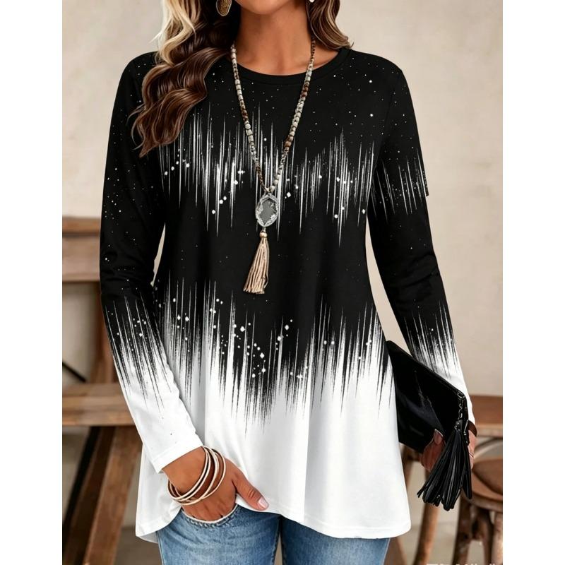 Autumn and winter women's long-sleeved O-neck T-shirt
