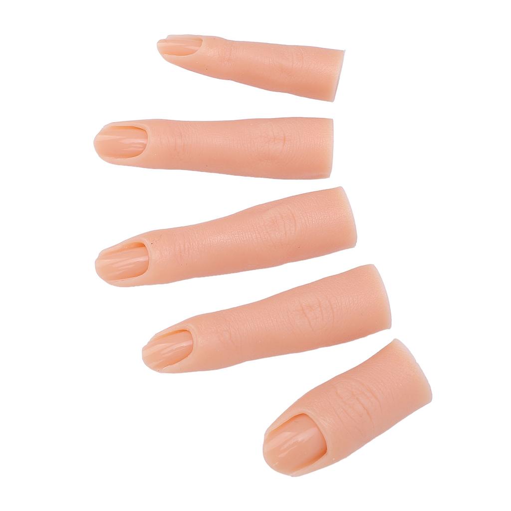 5 Pcs Silicone Nail Training Finger High Elasticity Bendable Joint Thickened Nail Practice Finger Model for Nail Salon