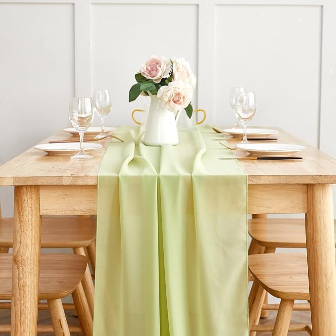 White Chiffon Table Runners Sheer Table Runner Wedding Arch Chair Sashes for Baby Shower Birthday Party Table Top Decoration