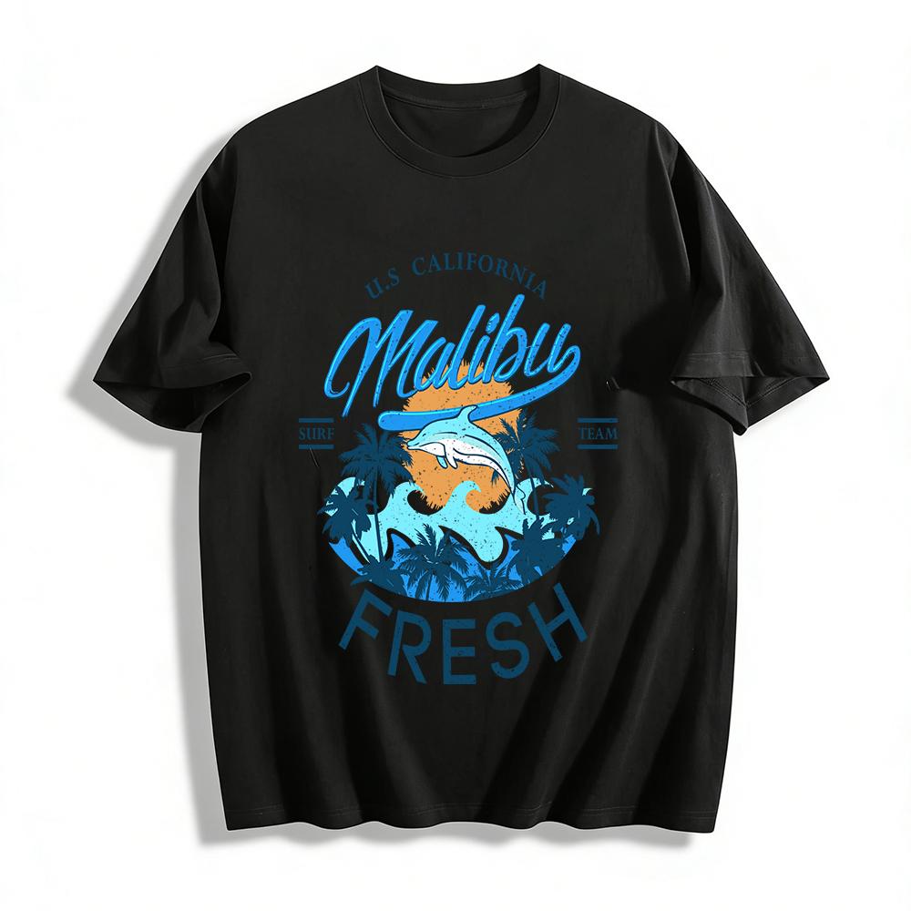 U.S. California Malibu Surf Team Fresh Graphic Casual Tee Pure cotton T-shirt XXS