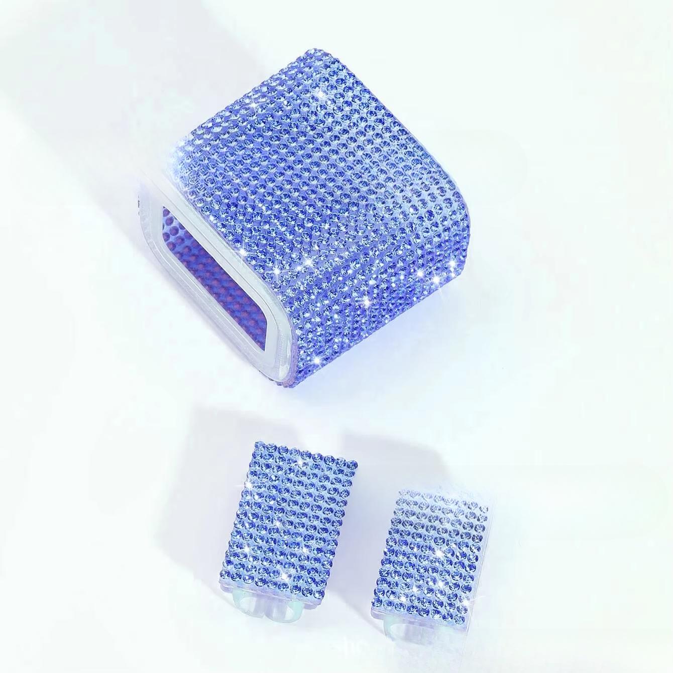 

Набор из 3 предметов Красивый блестящий защитный чехол со стразами из силикона для зарядного устройства USB-кабеля с защитой от поломки синий