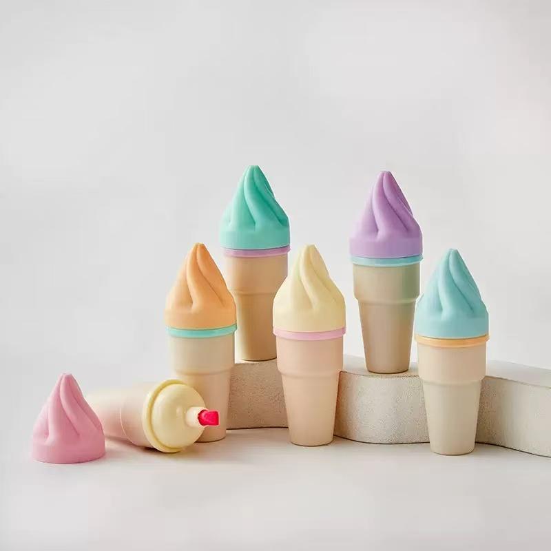 6pcs Mini Sweet Cone Shaped Fluorescent Highlighter, Portable Marker Pen, Chisel tip