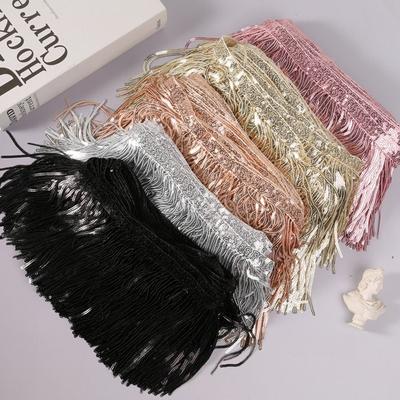Kreativní 15cm 10 Yardů Třásně s Flitry Bling Boho Styl Latinskoamerické Taneční Šaty Třásně DIY Ozdobný Okraj Šití Třásně Ozdoba Bot