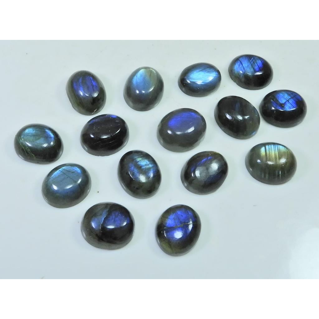 10X12MM Natural Labradorite Blue Fire Oval Cabochon Loose Gemstone 15Pcs Lot C-1056