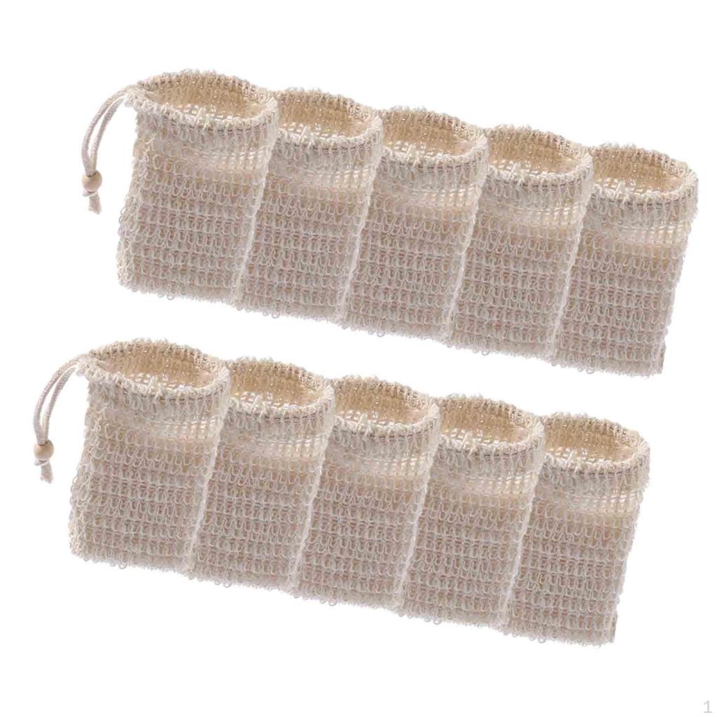 10 Stück Seifensäckchen Sparer Beutel Badezimmer Schäumen und Trocknen Sisal Reise Schnell