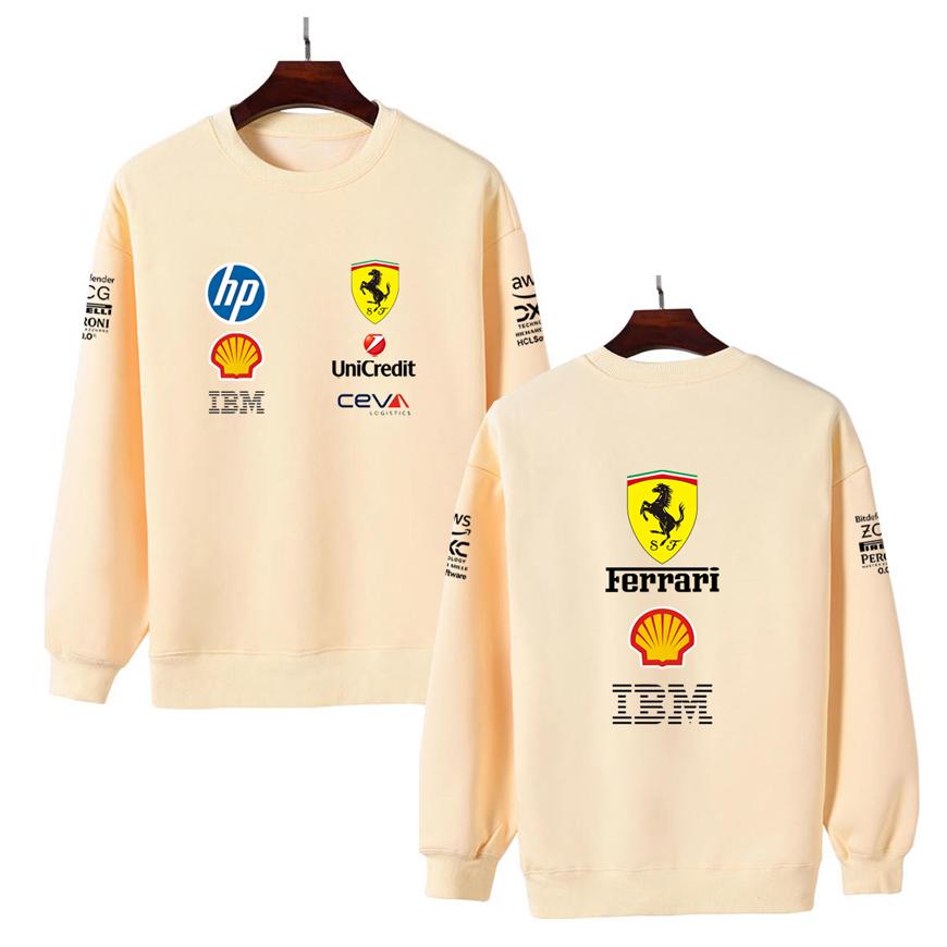 Unisex Men Women Thicken Autumn and Winter F1 Ferrari Racing Print Crewneck Sweatshirt Casual Loose Long Sleeve Pullover Sport Streetwear