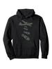 Casual F Bomber Hoodie - Black Pullover with Gray Bomber Graphic