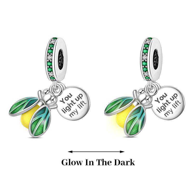 925 Silver Plated Fireflies Butterfly Stars Luminous Charms Beads Fit 3mm 925 Original Bracelets DIY Jewelry Gift