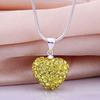 Women Rhinestone Inlaid Necklace Pendant Alloy Love Heart Chain Necklace Jewelry for Party