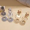 Metallic glossy zircon geometric round silver needle earrings personalized exaggerated earrings