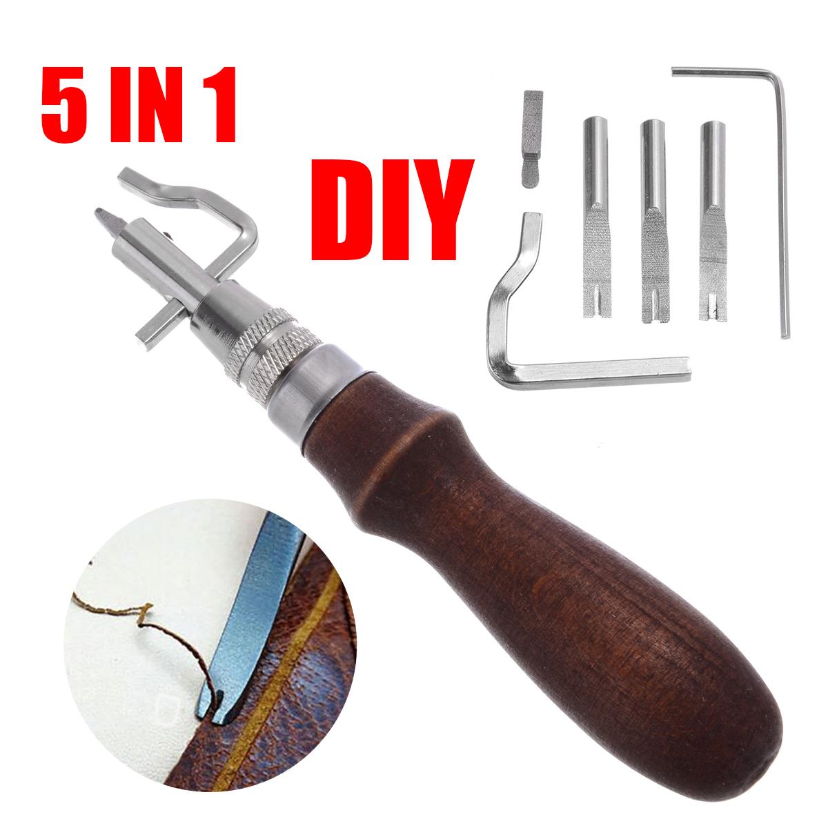 

PDTO 5 в 1 DIY Регулируемые инструменты для шитья по дереву из кожи и сгибания канавок для кожи